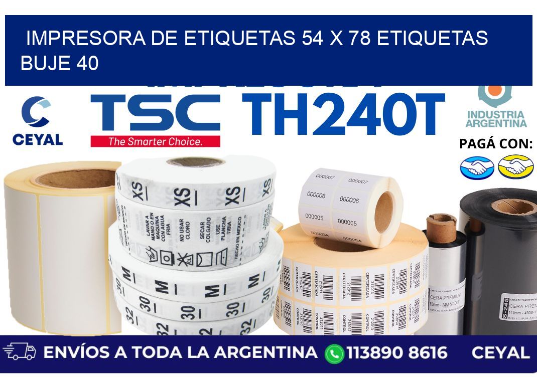 impresora de etiquetas 54 x 78 etiquetas buje 40