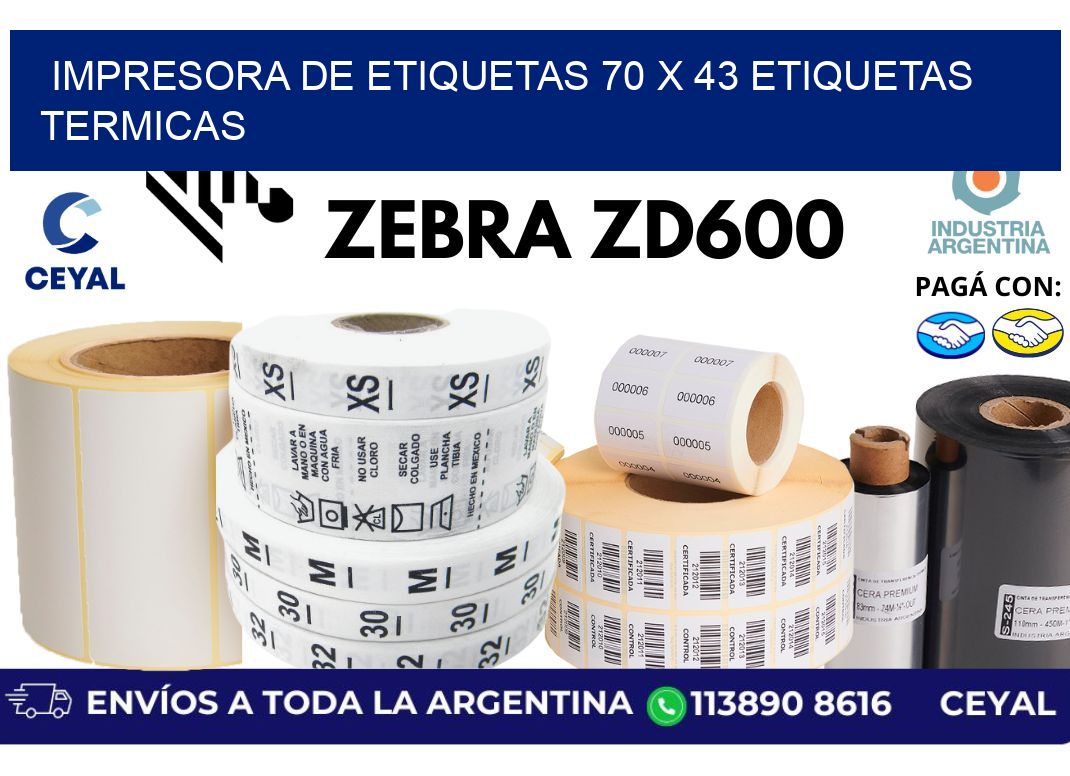 impresora de etiquetas 70 x 43 etiquetas termicas