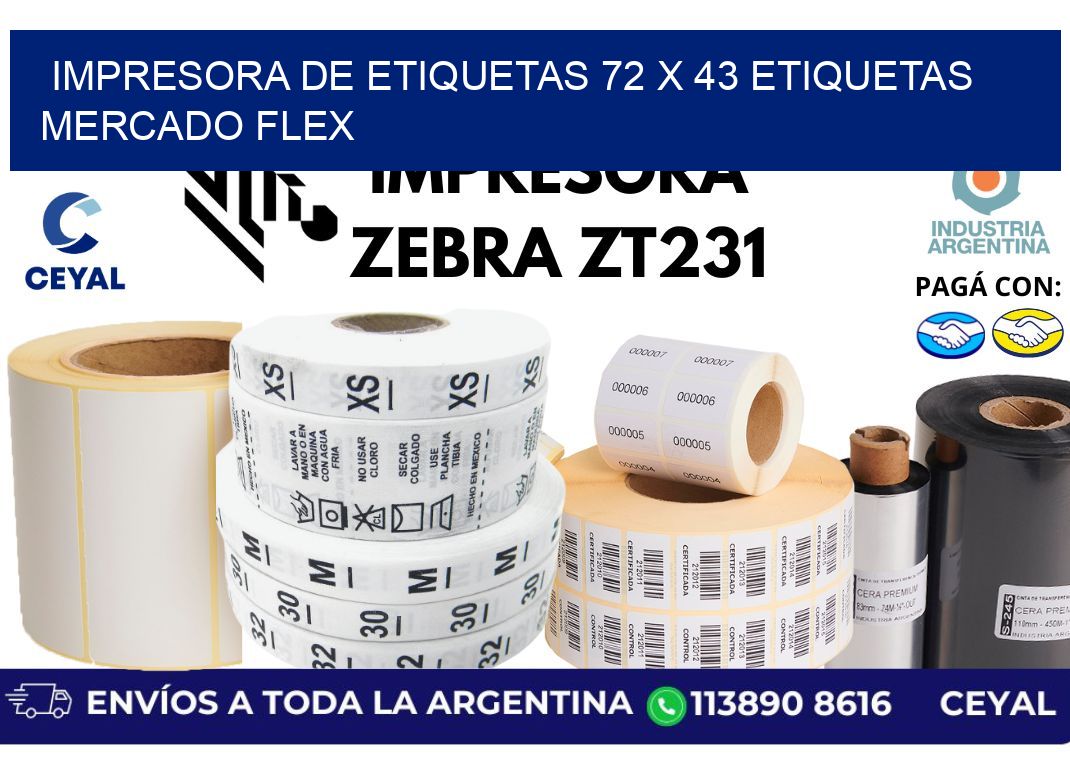 impresora de etiquetas 72 x 43 etiquetas mercado flex