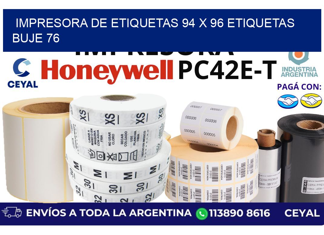 impresora de etiquetas 94 x 96 etiquetas buje 76