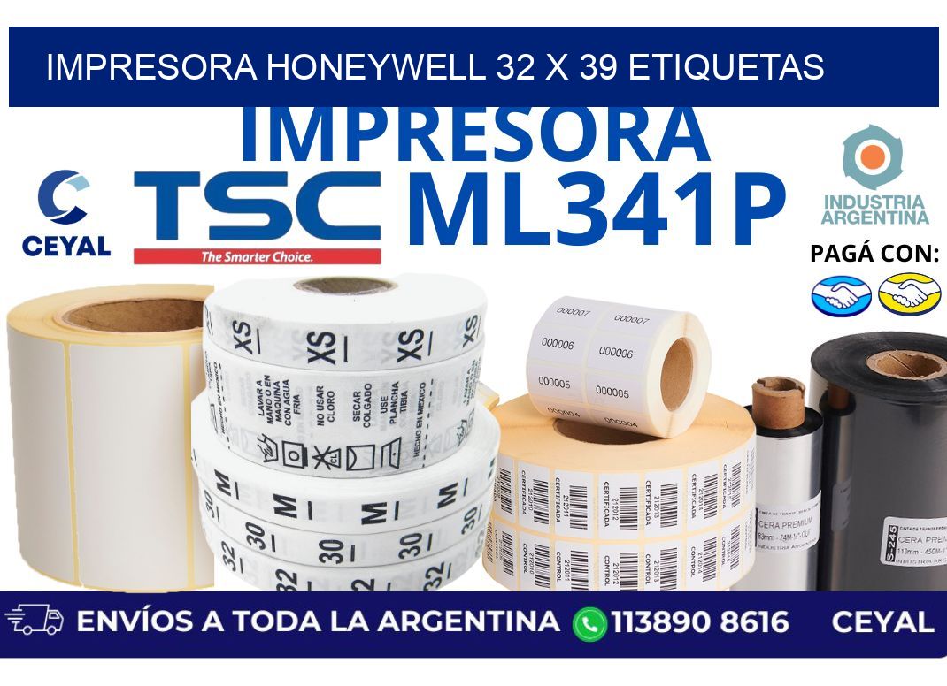 impresora honeywell 32 x 39 etiquetas