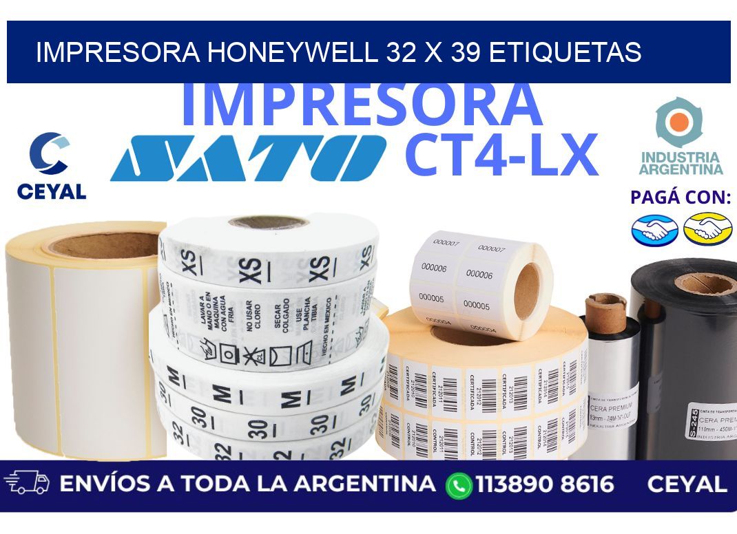 impresora honeywell 32 x 39 etiquetas