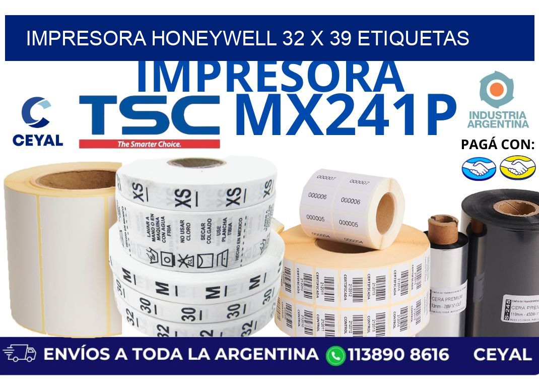impresora honeywell 32 x 39 etiquetas