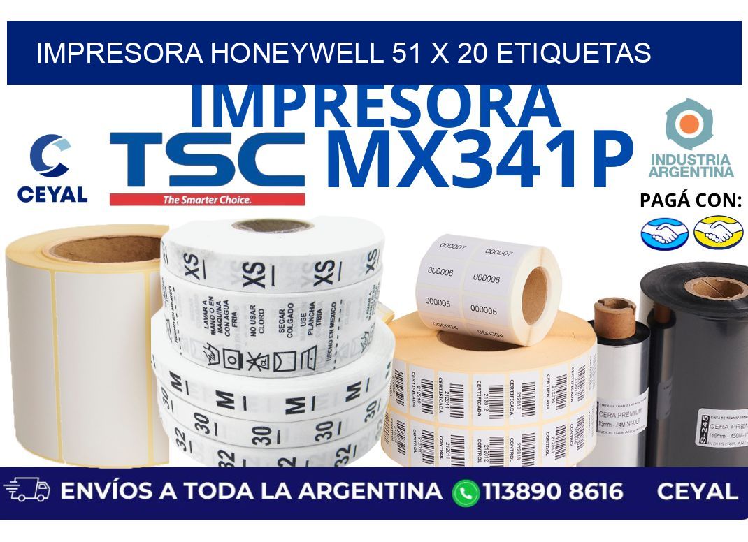 impresora honeywell 51 x 20 etiquetas