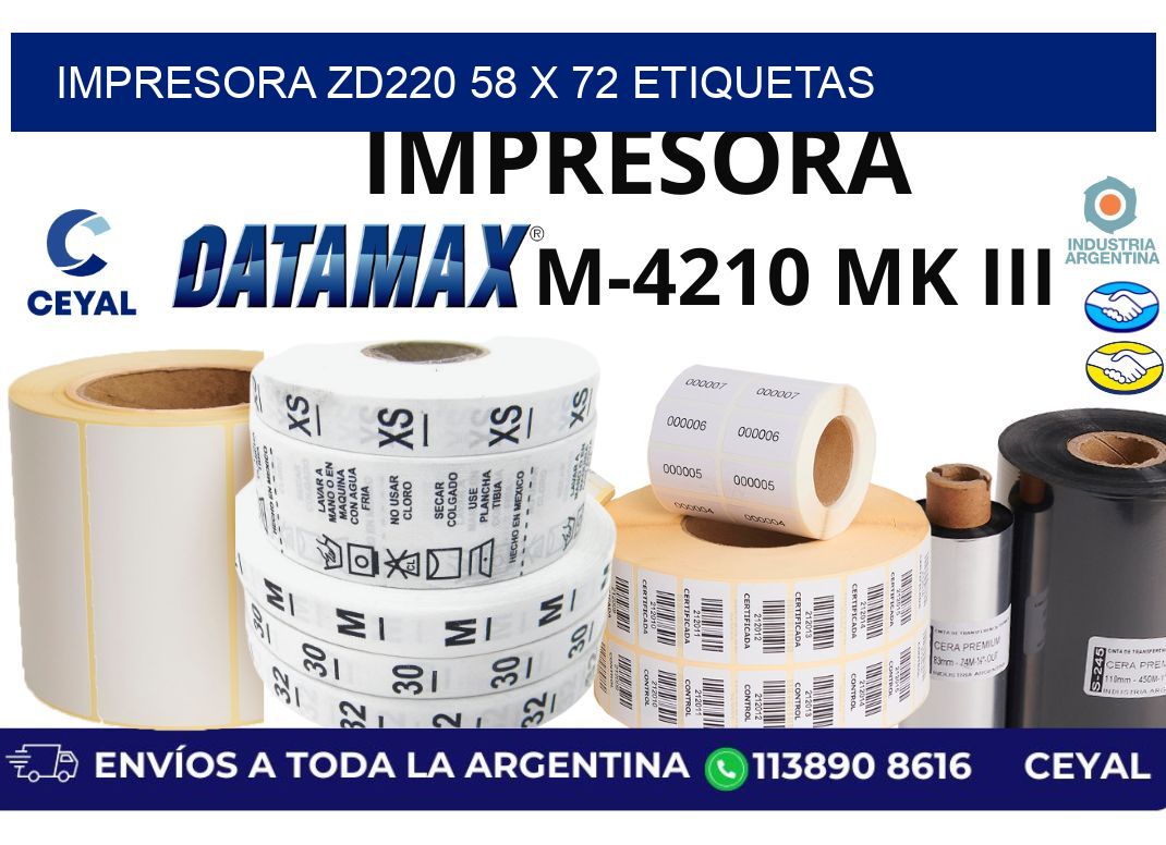 impresora zd220 58 x 72 etiquetas