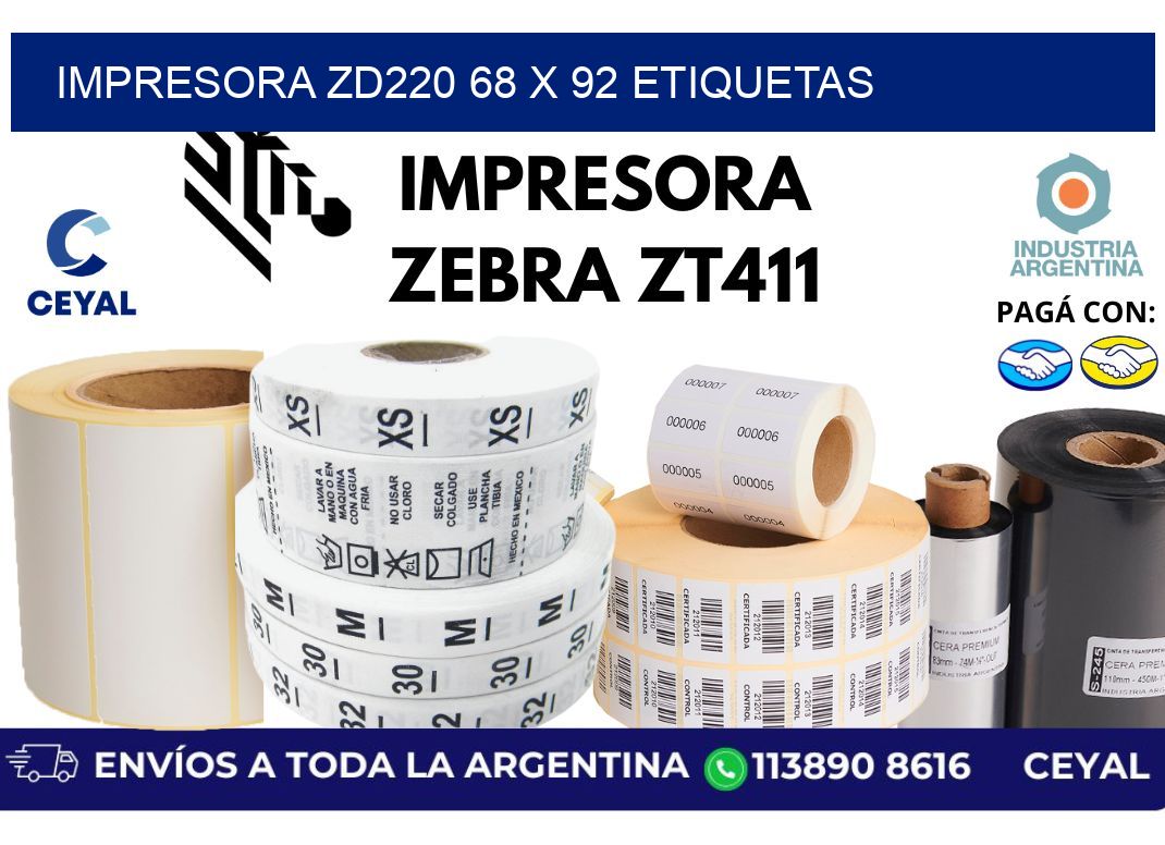 impresora zd220 68 x 92 etiquetas