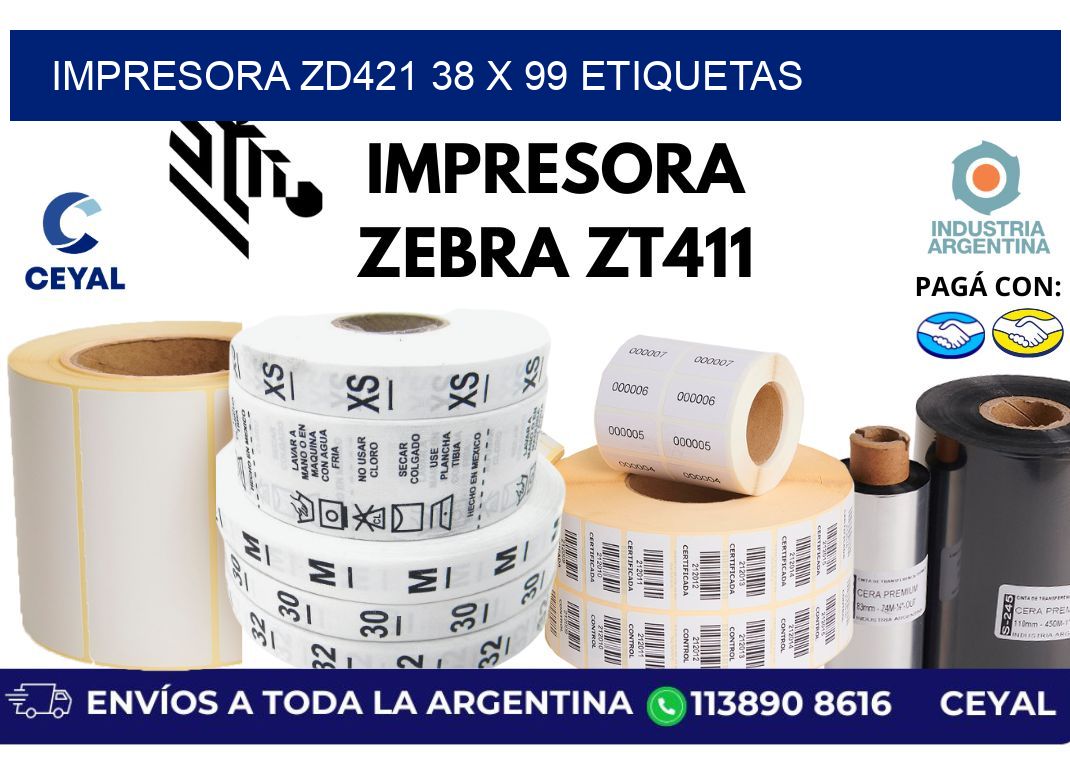 impresora zd421 38 x 99 etiquetas