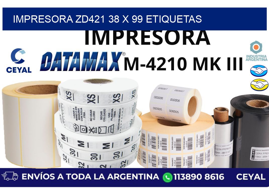 impresora zd421 38 x 99 etiquetas
