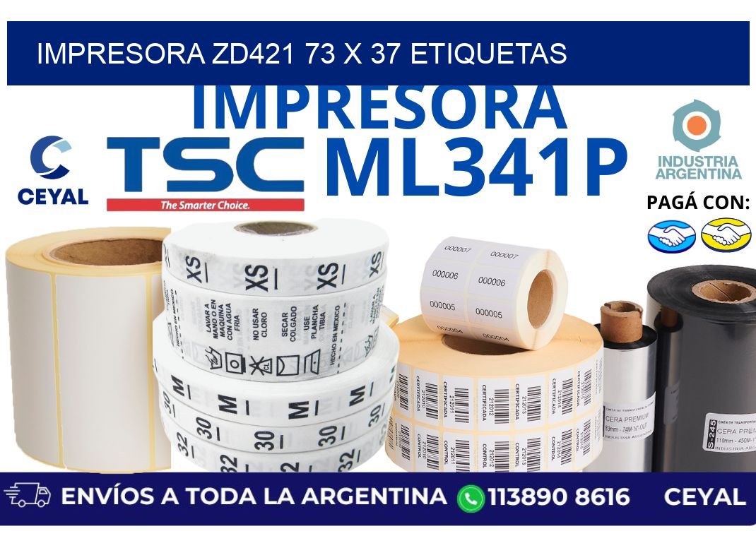 impresora zd421 73 x 37 etiquetas