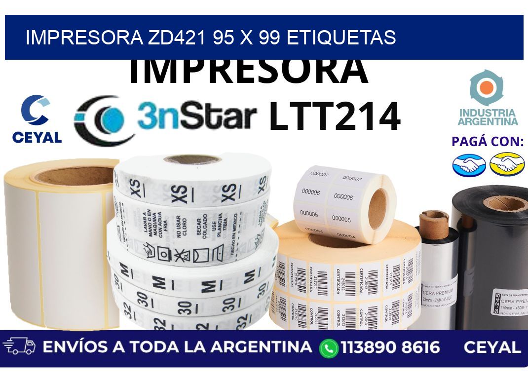 impresora zd421 95 x 99 etiquetas