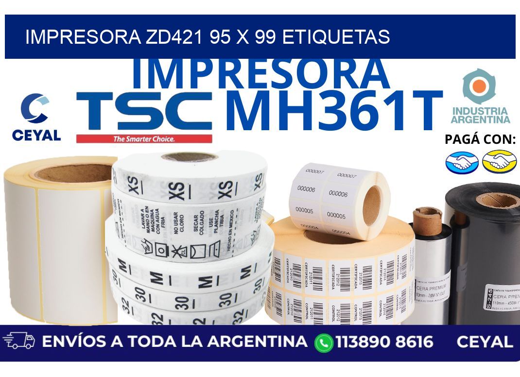 impresora zd421 95 x 99 etiquetas