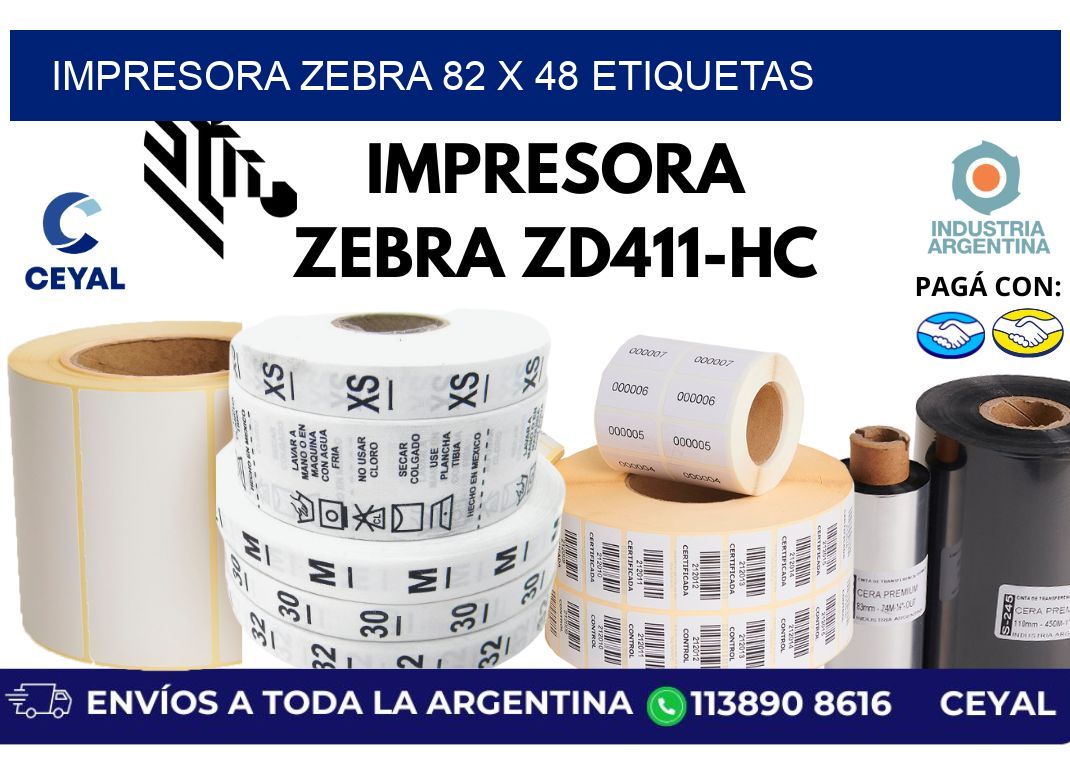 impresora zebra 82 x 48 etiquetas