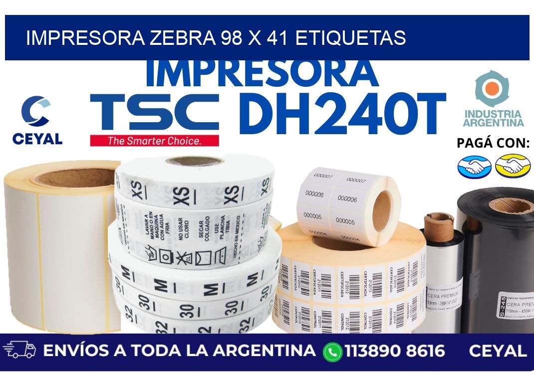 impresora zebra 98 x 41 etiquetas