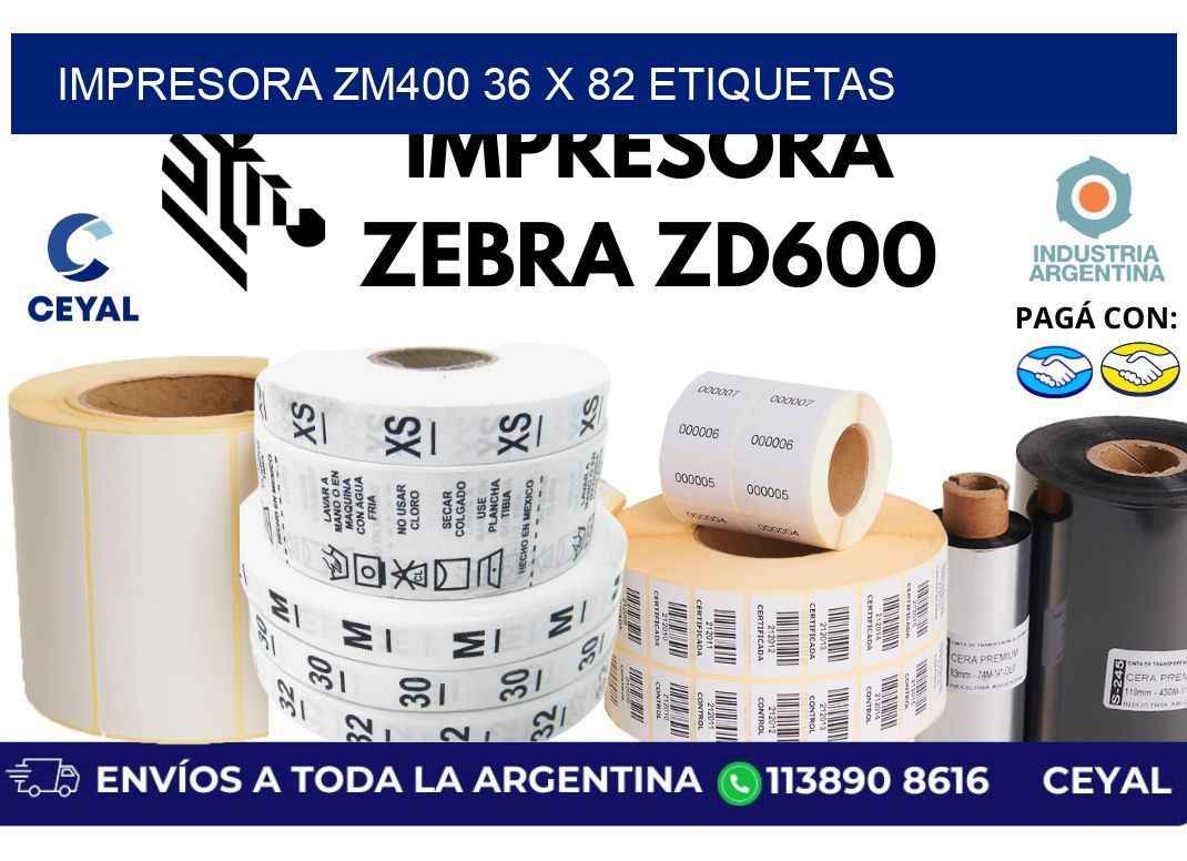 impresora zm400 36 x 82 etiquetas