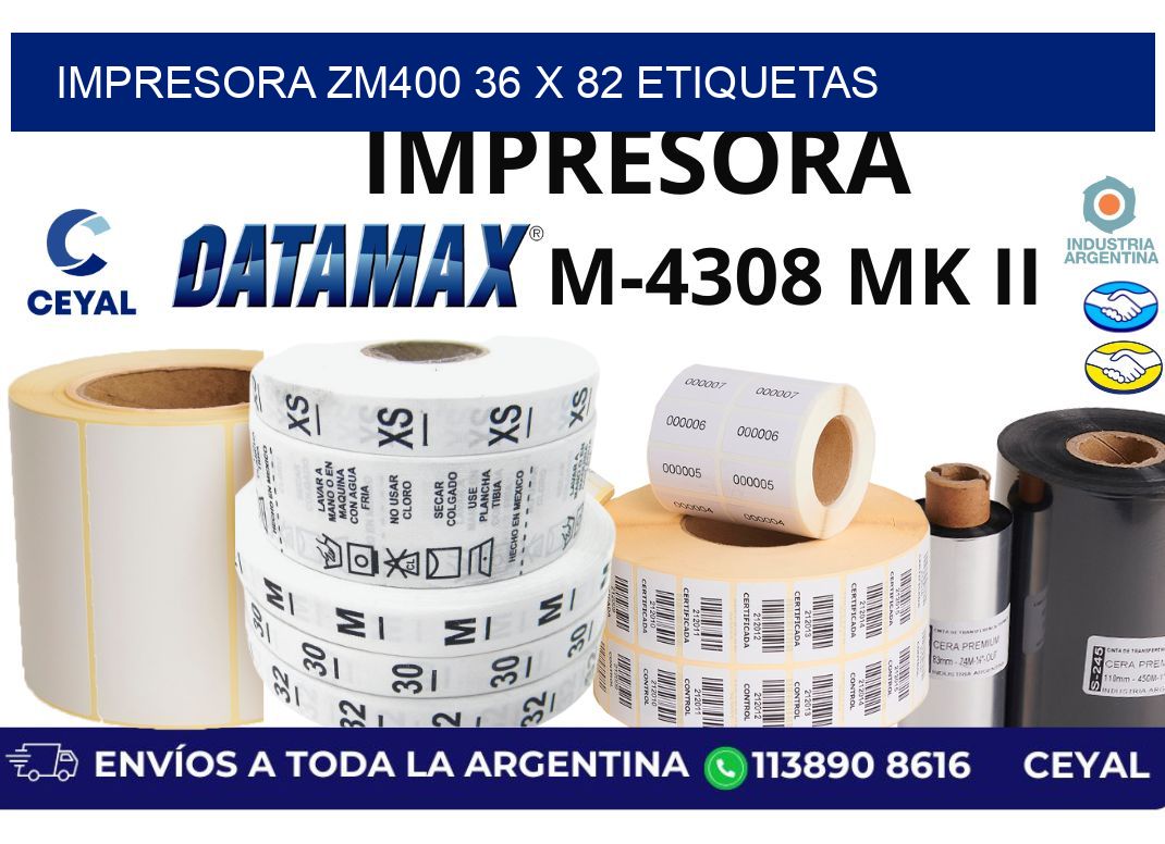impresora zm400 36 x 82 etiquetas