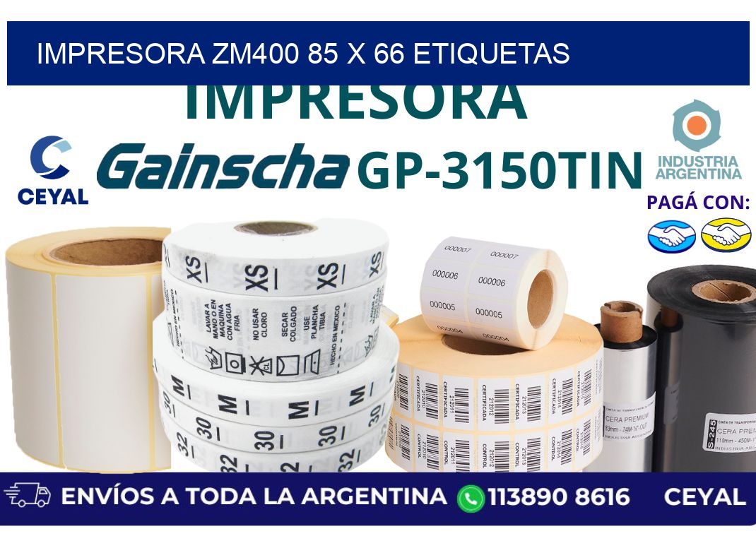 impresora zm400 85 x 66 etiquetas