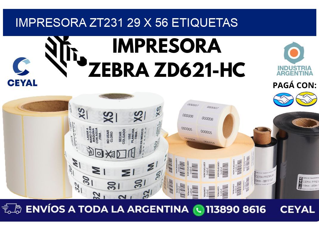 impresora zt231 29 x 56 etiquetas