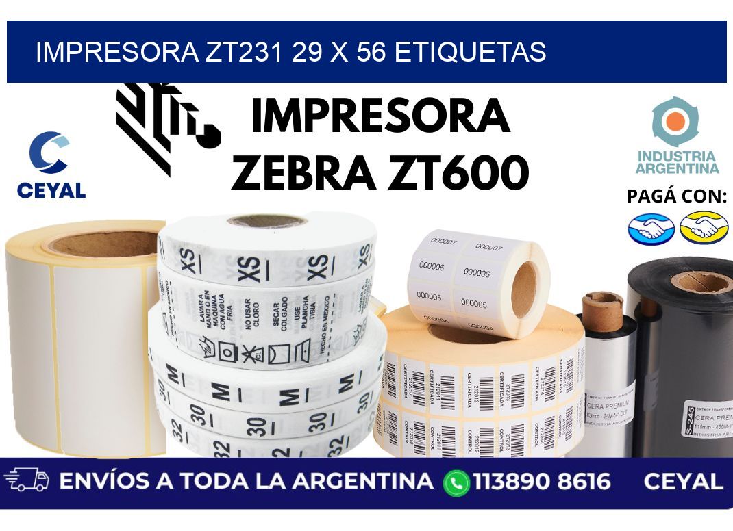 impresora zt231 29 x 56 etiquetas