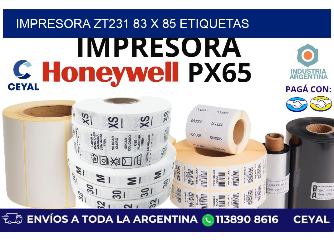 impresora zt231 83 x 85 etiquetas