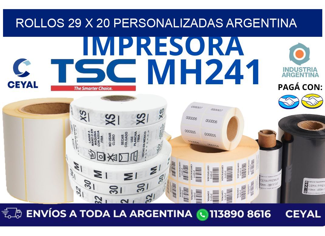 rollos 29 x 20 personalizadas argentina