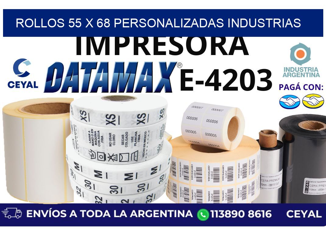 rollos 55 x 68 personalizadas industrias