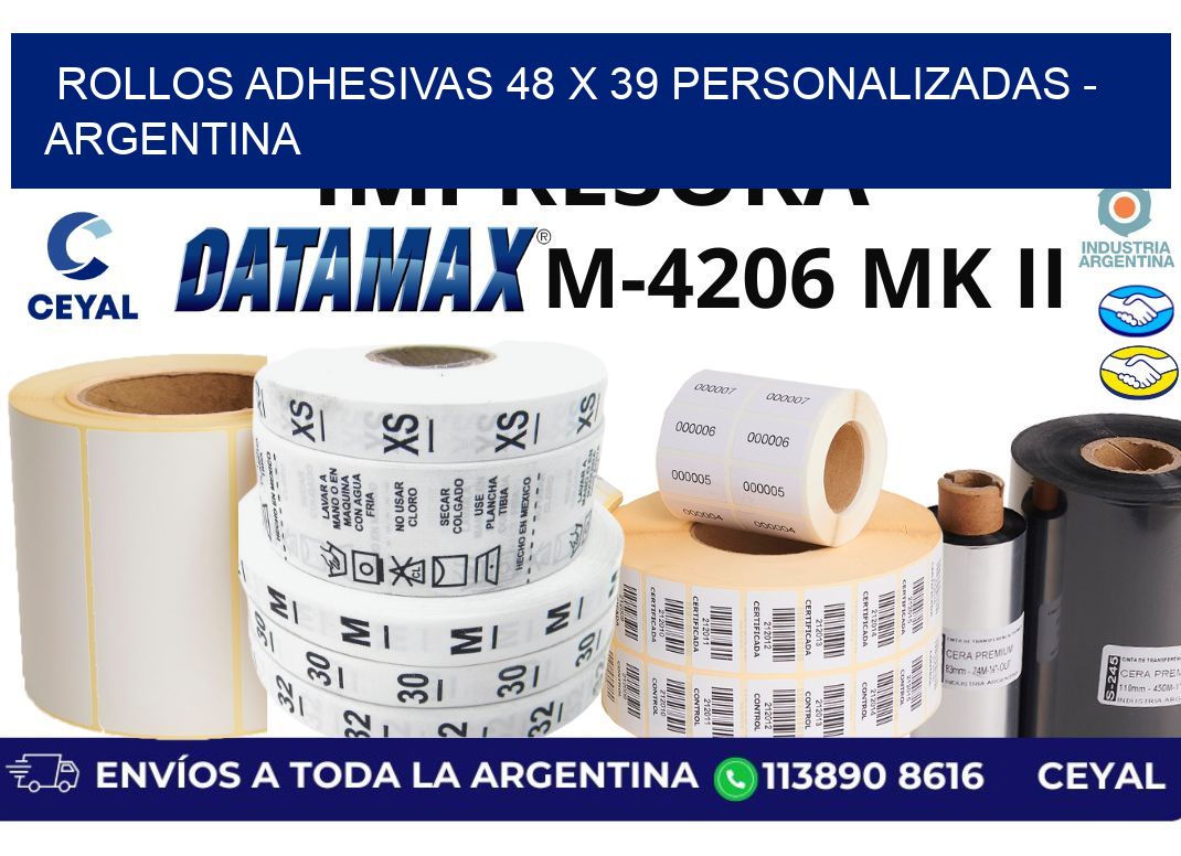 rollos adhesivas 48 x 39 personalizadas - Argentina