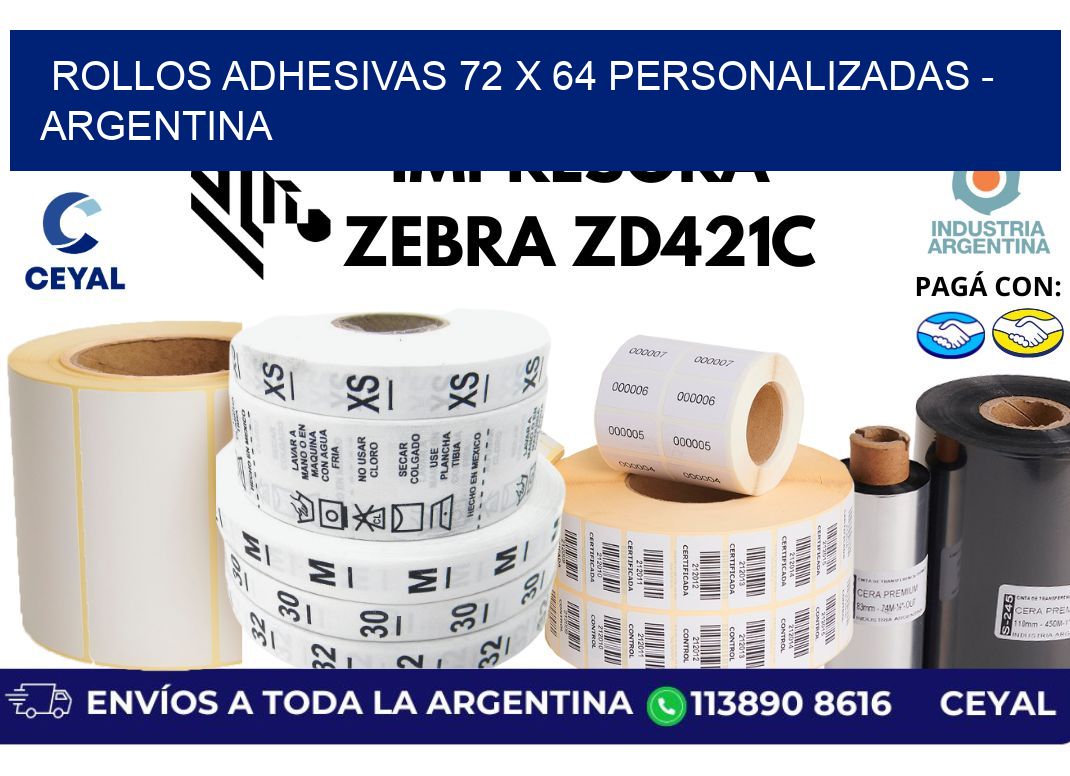 rollos adhesivas 72 x 64 personalizadas - Argentina
