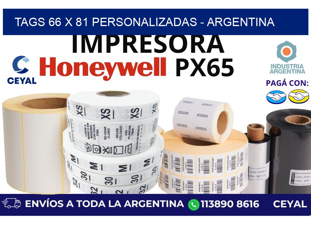 tags 66 x 81 personalizadas - Argentina