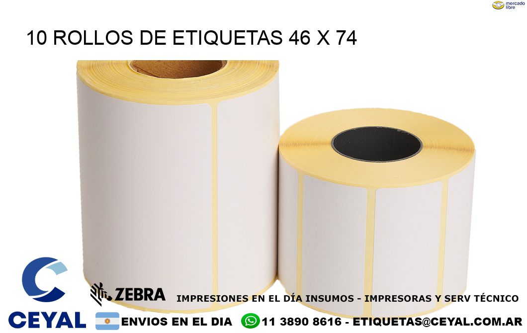 10 ROLLOS DE ETIQUETAS 46 x 74