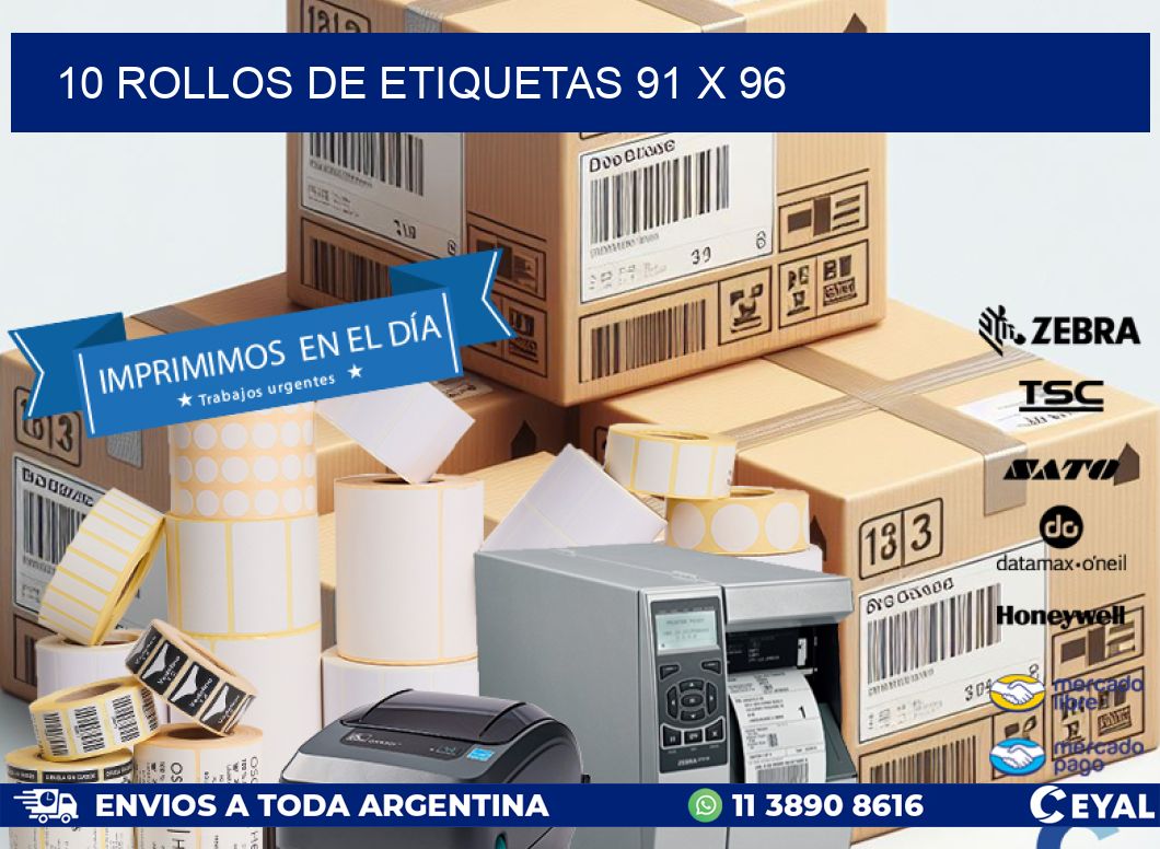 10 ROLLOS DE ETIQUETAS 91 x 96