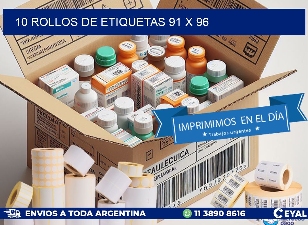 10 ROLLOS DE ETIQUETAS 91 x 96