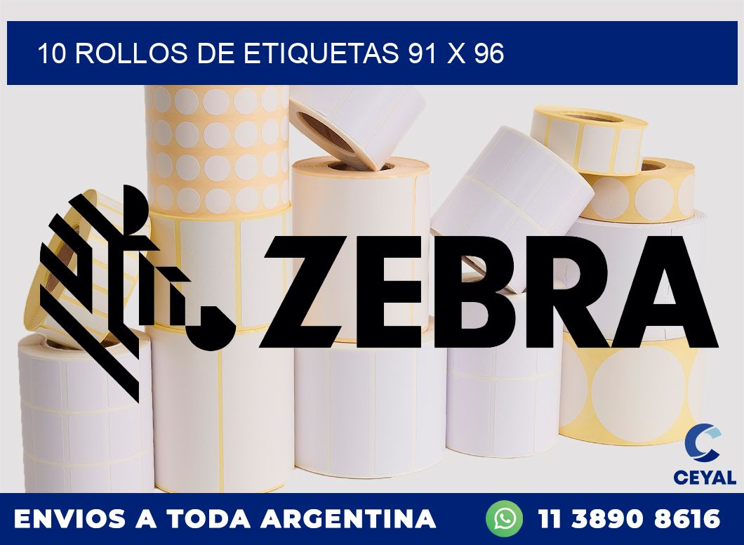 10 ROLLOS DE ETIQUETAS 91 x 96