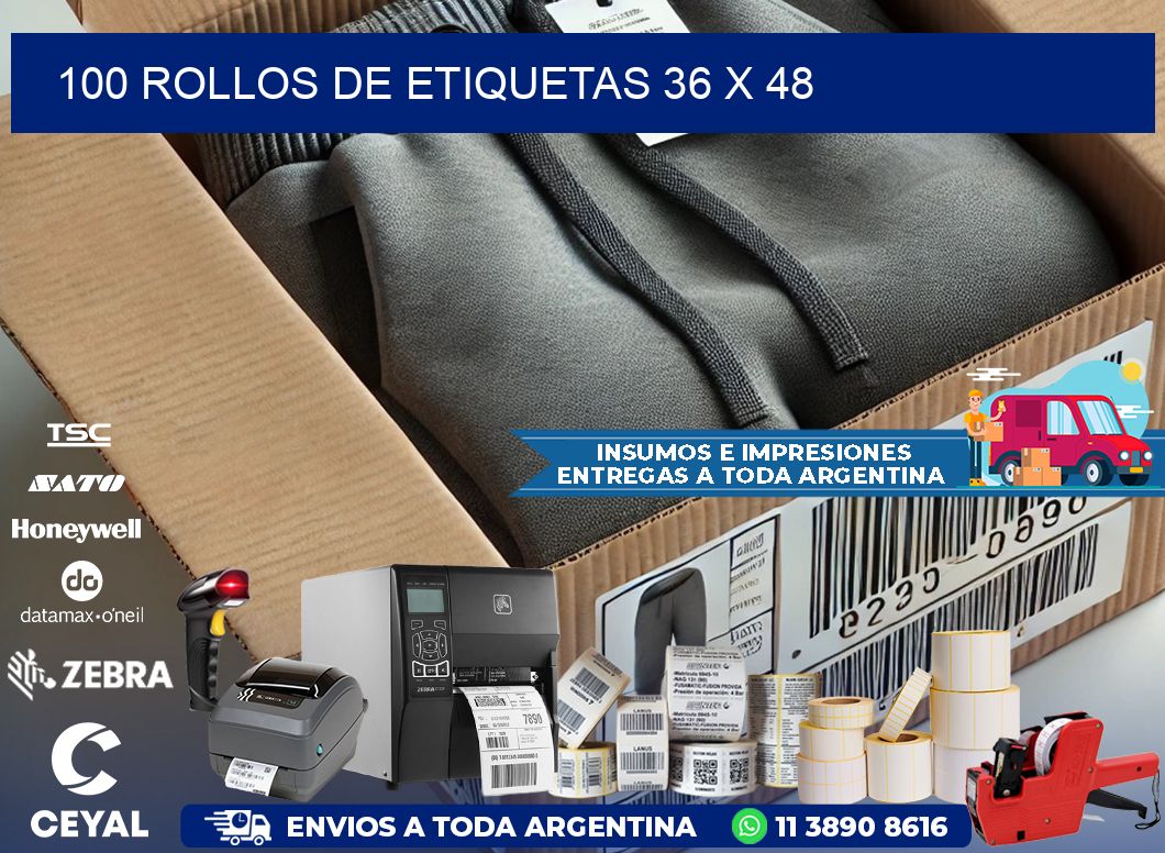 100 ROLLOS DE ETIQUETAS 36 x 48