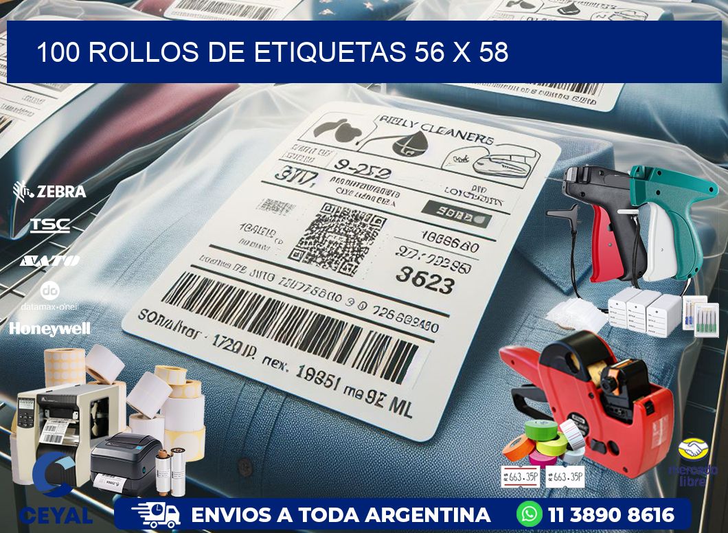 100 ROLLOS DE ETIQUETAS 56 x 58