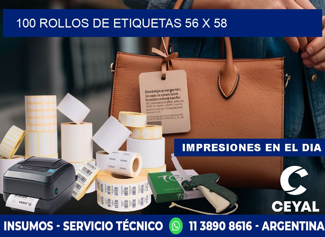 100 ROLLOS DE ETIQUETAS 56 x 58