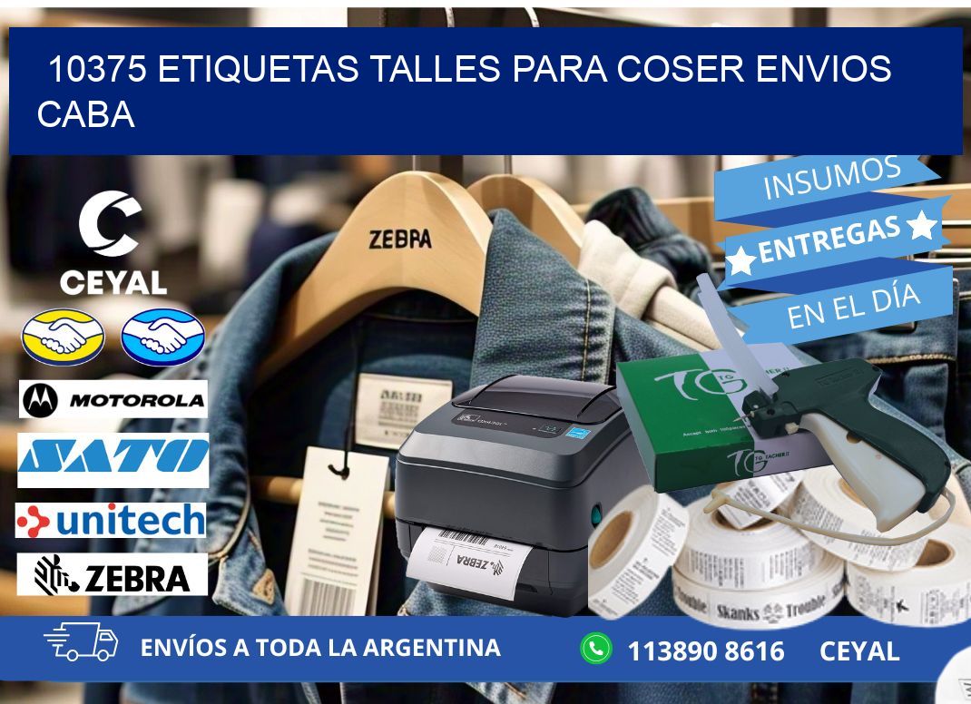 10375 ETIQUETAS TALLES PARA COSER ENVIOS CABA