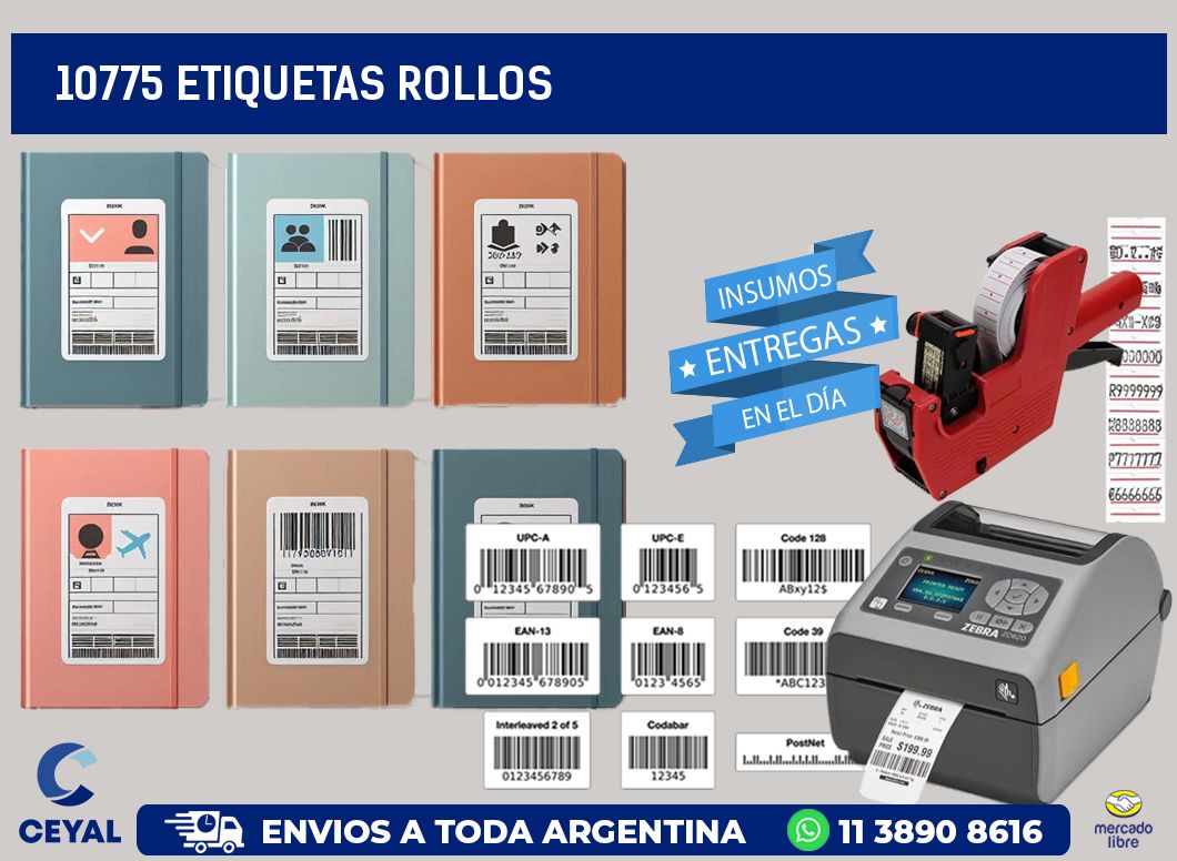 10775 etiquetas rollos