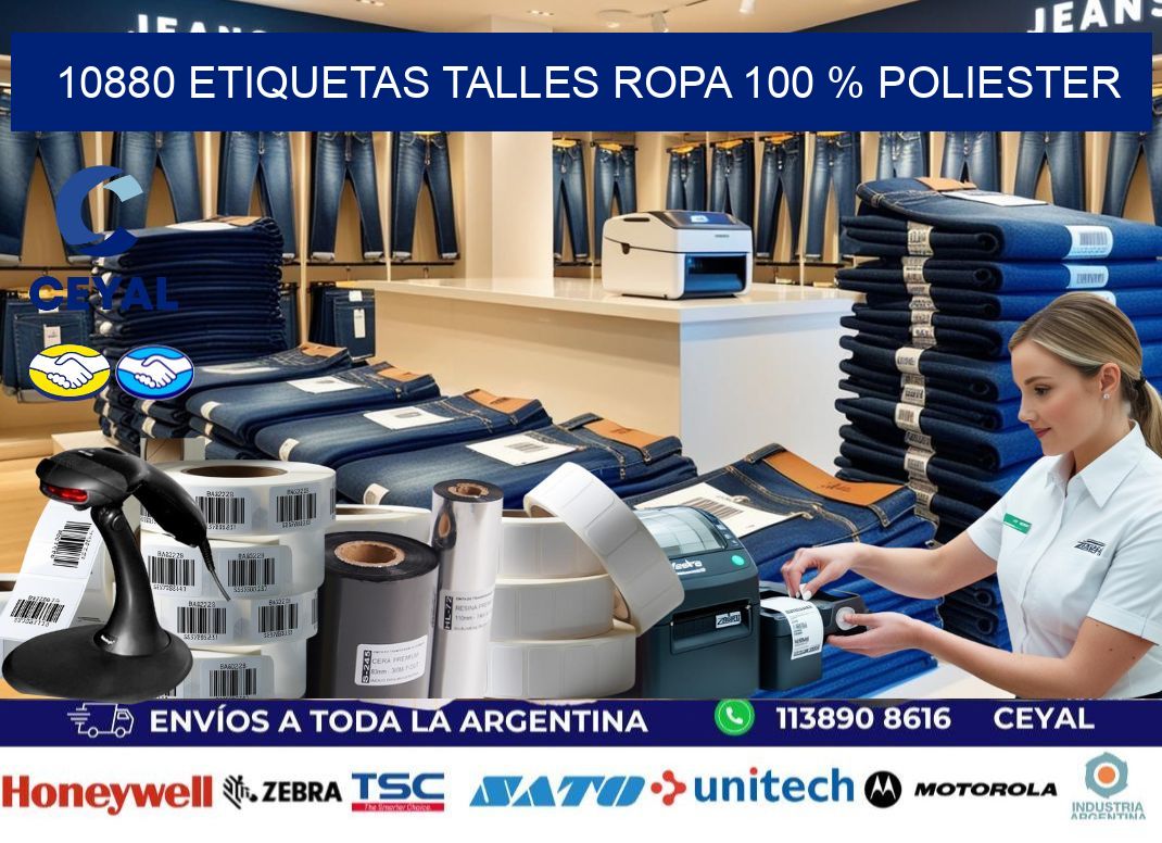 10880 ETIQUETAS TALLES ROPA 100 % POLIESTER