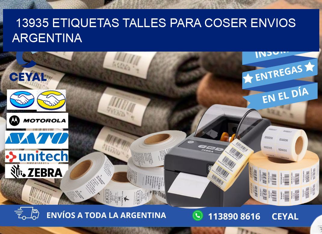 13935 ETIQUETAS TALLES PARA COSER ENVIOS ARGENTINA
