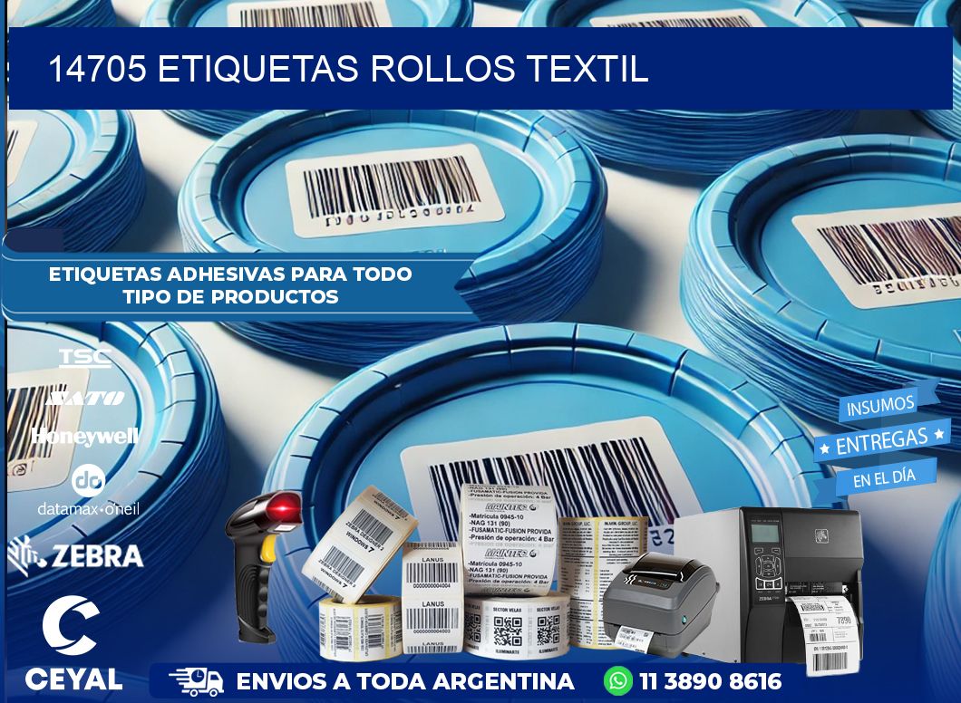 14705 etiquetas rollos TEXTIL
