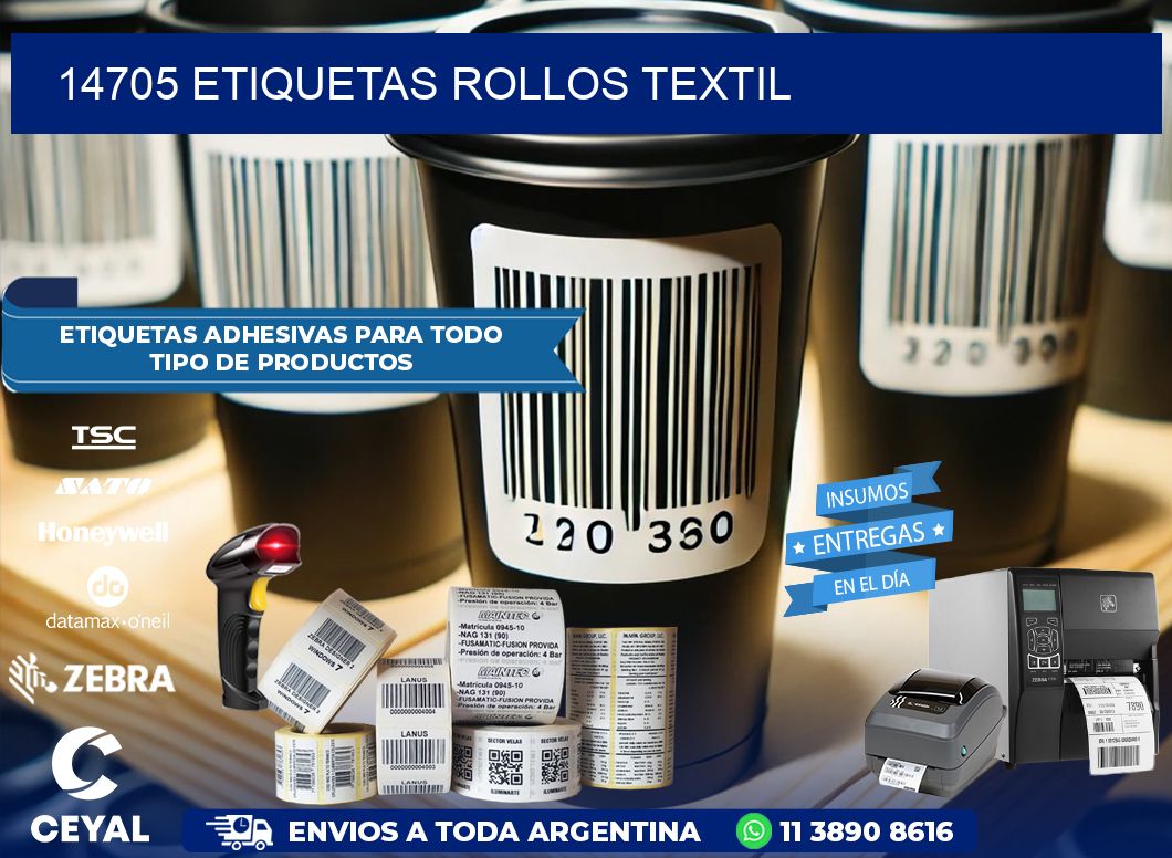 14705 etiquetas rollos TEXTIL