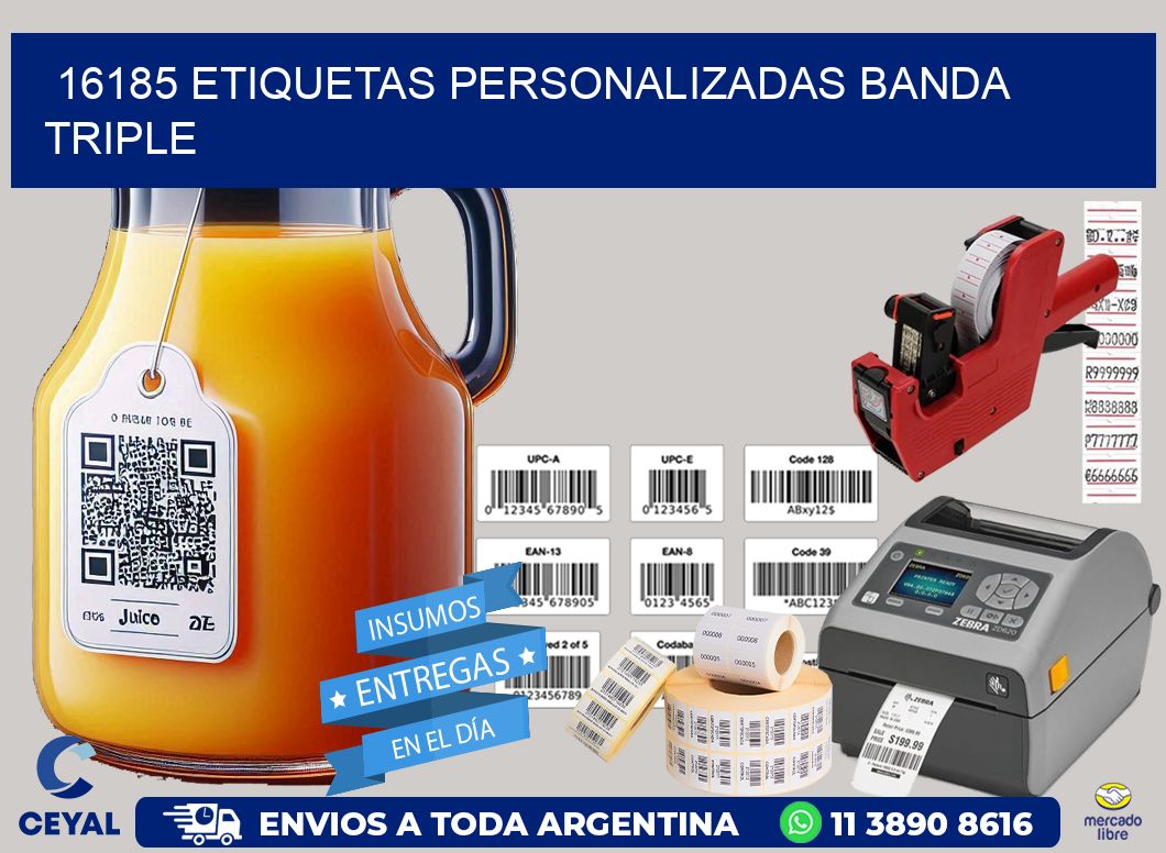 16185 Etiquetas personalizadas banda triple