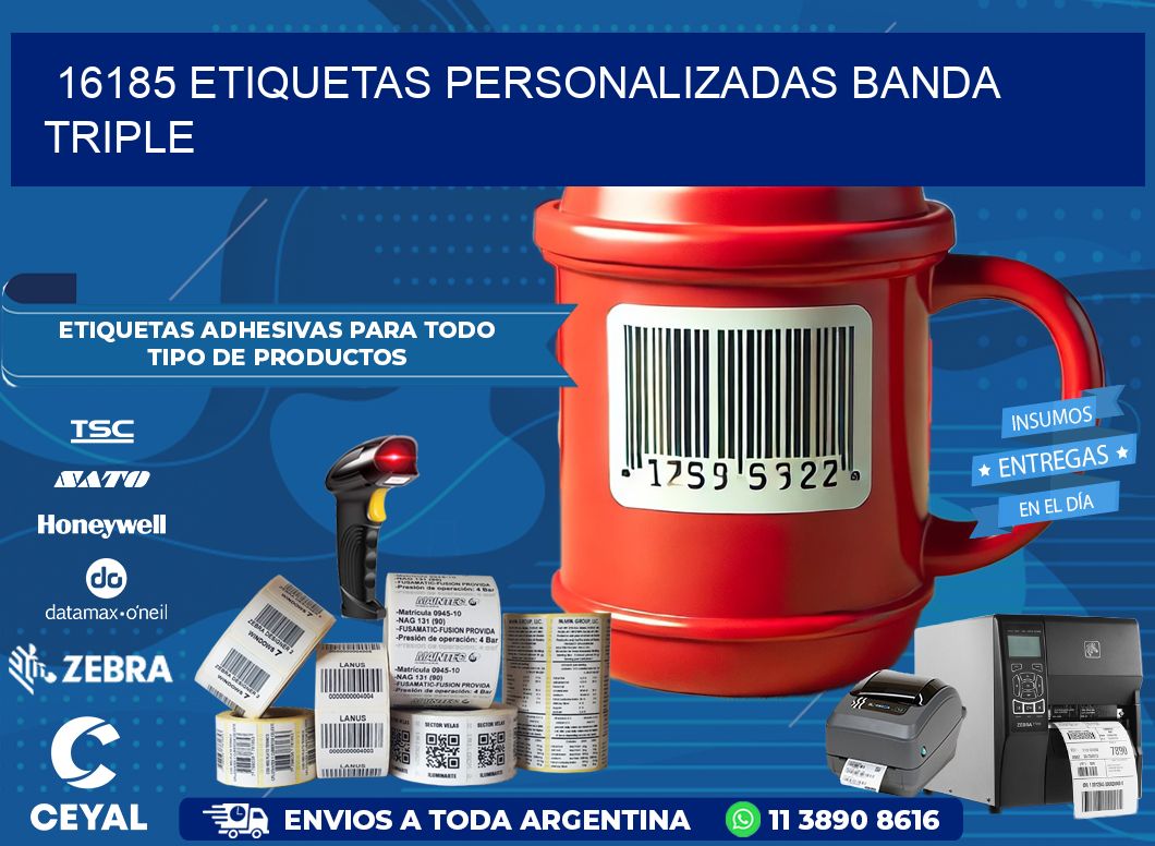 16185 Etiquetas personalizadas banda triple