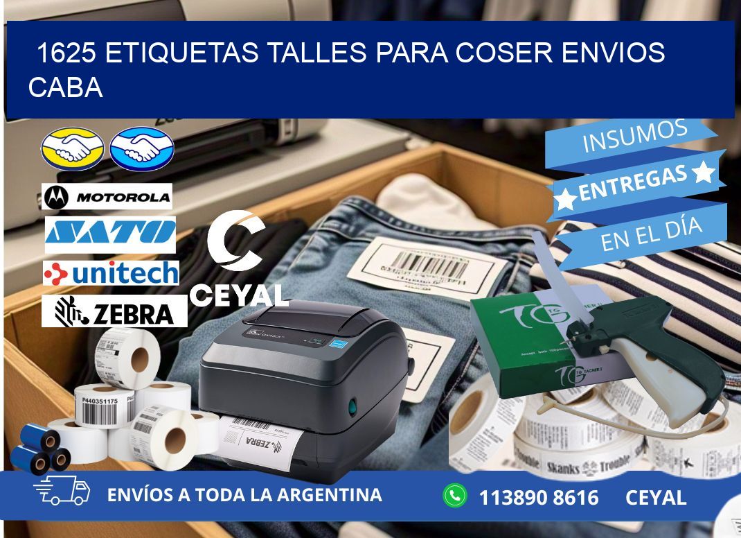 1625 ETIQUETAS TALLES PARA COSER ENVIOS CABA