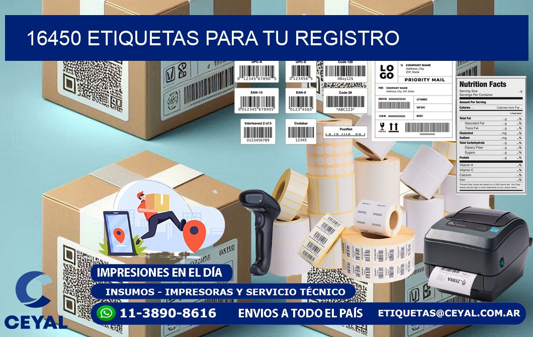16450 etiquetas para tu registro
