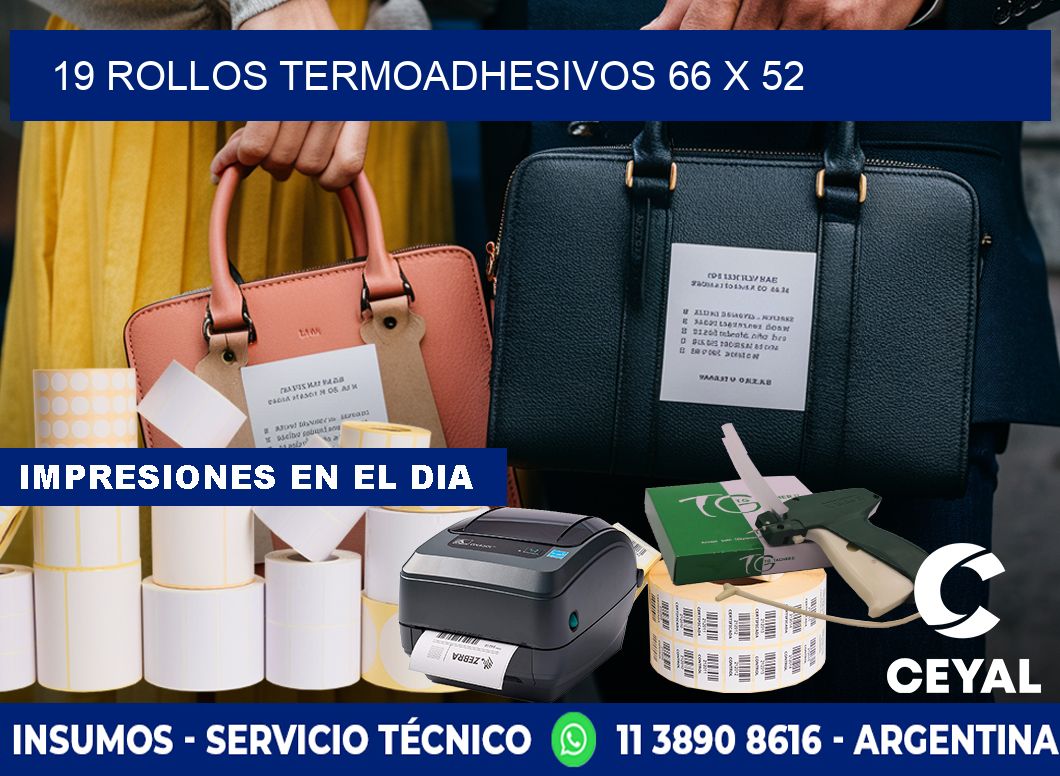 19 ROLLOS TERMOADHESIVOS 66 x 52