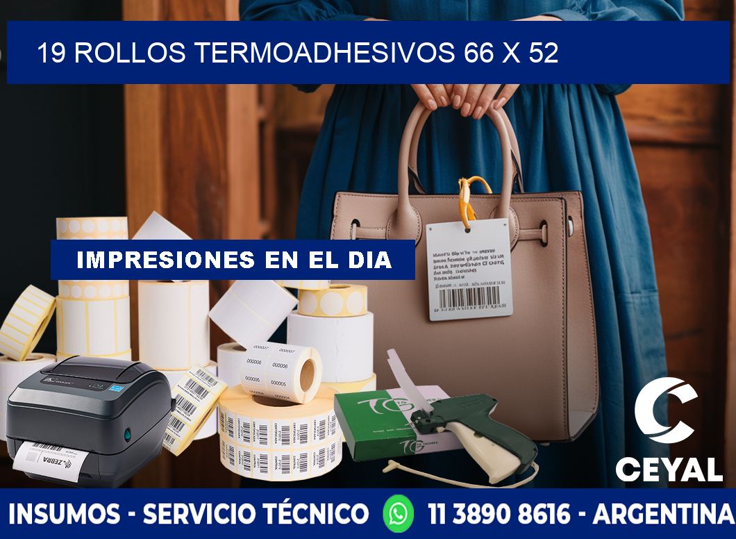 19 ROLLOS TERMOADHESIVOS 66 x 52