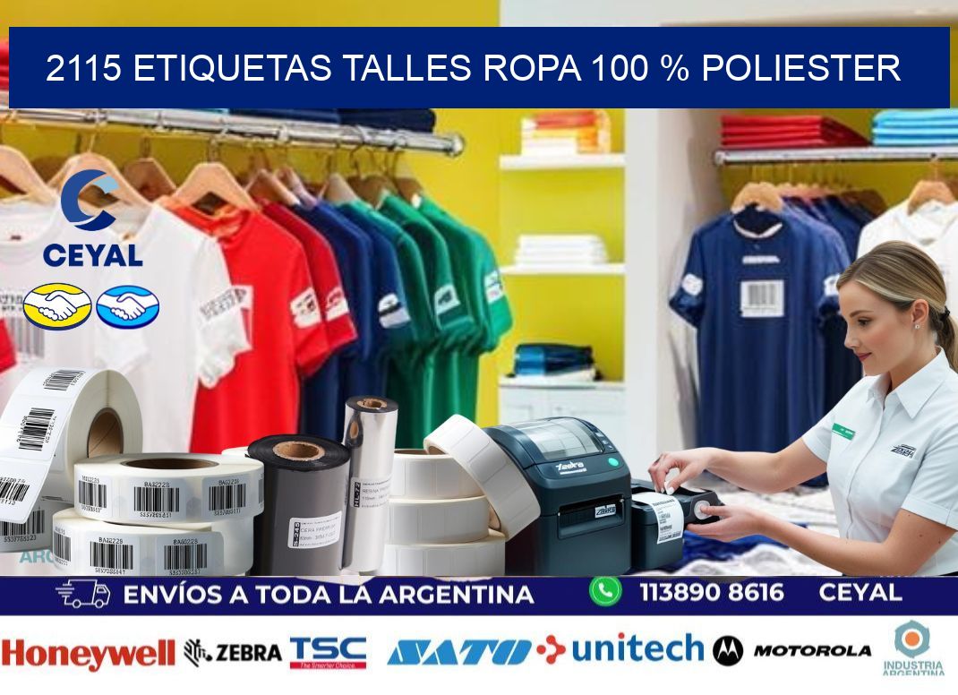 2115 ETIQUETAS TALLES ROPA 100 % POLIESTER