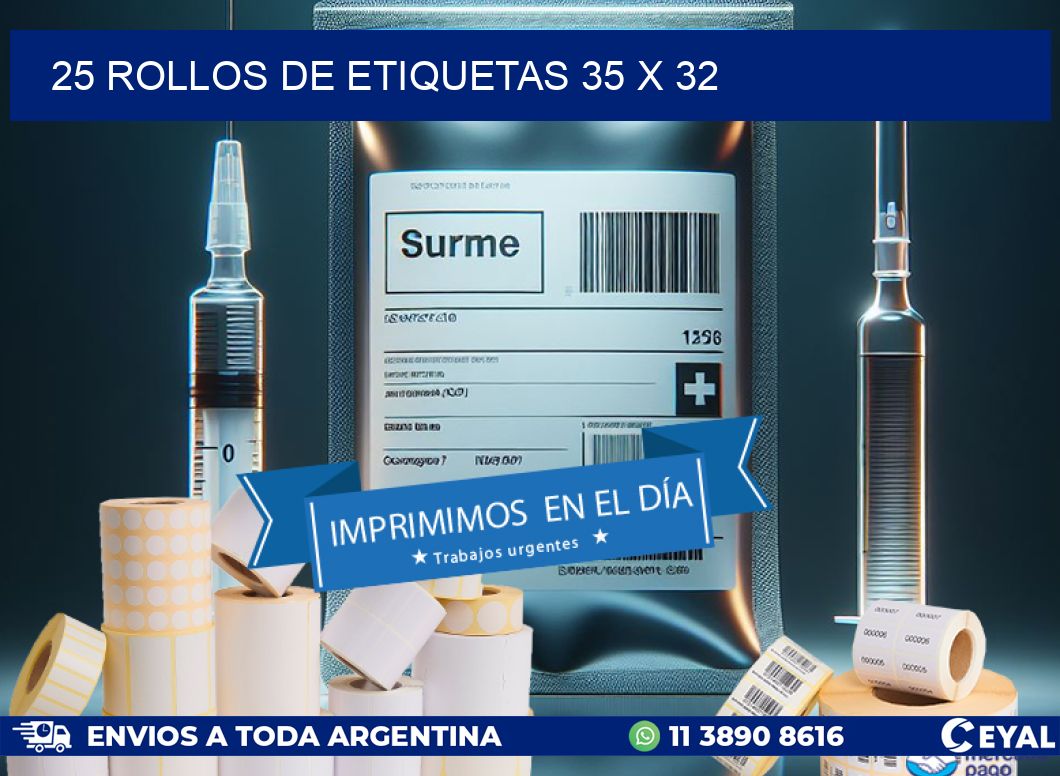 25 ROLLOS DE ETIQUETAS 35 x 32