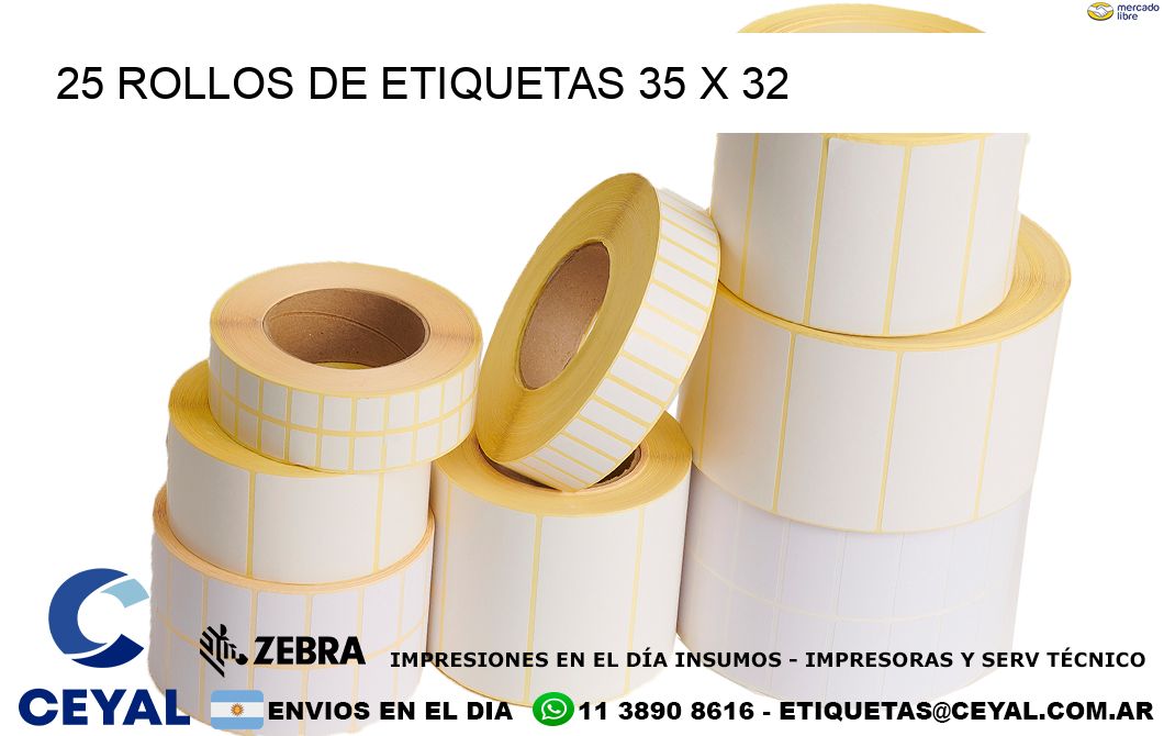 25 ROLLOS DE ETIQUETAS 35 x 32